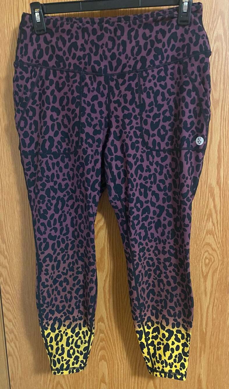 Torrid Active Purple Yellow Leopard Print Leggings Size 1